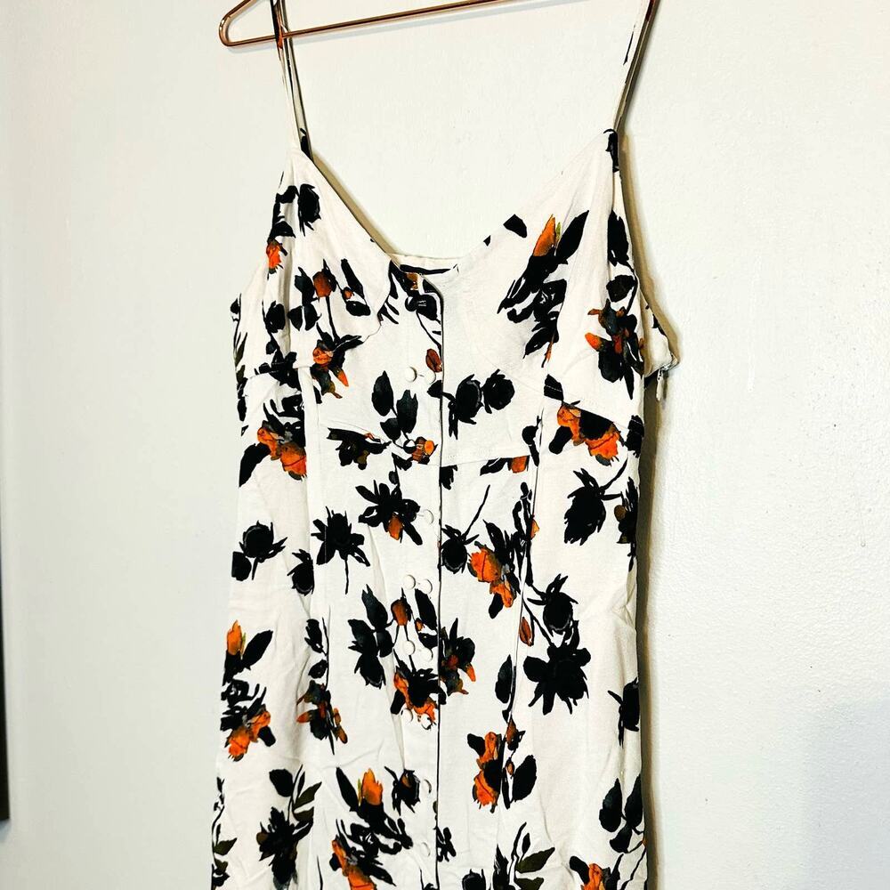 Derek Lam Floral Camisole Button Front V-Neck Slit Front Stretch Crepe Dress 10 - Picture 11 of 16